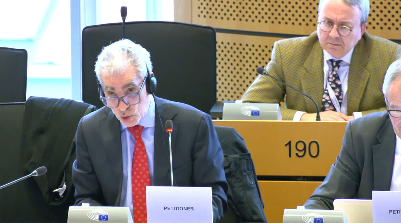 Federico Aránega (Presidente Observatorio Legislativo de la Alianza Europea corREDores.eu) durante su intervención en el Parlamento Europeo.